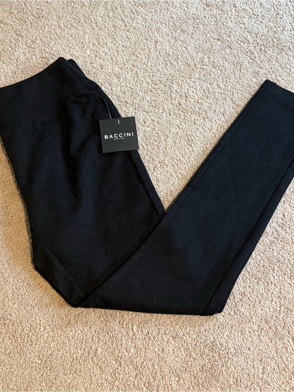 NWT Baccini Black Stretch Leggings w/ Wide Waistband Size Small